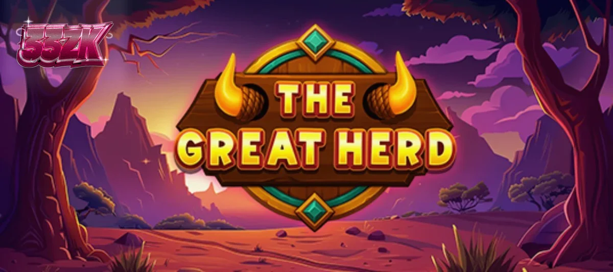 Pemandangan sabana Afrika yang luas dengan kawanan kerbau di slot The Great Herd